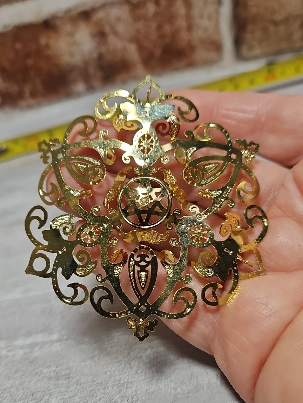 2003 Baldwin Brass Courchevel Ice Flower Christmas Ornament 24k Gold Plated Vtg